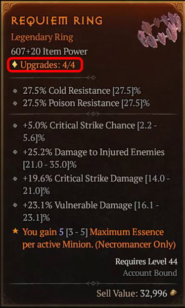Diablo IV Necro Endgame Build - Requiem Aspect on a Ring