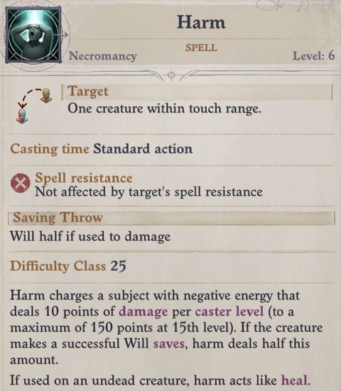 Harm Spell Sosiel Pathfinder Wrath of the Righteous Build