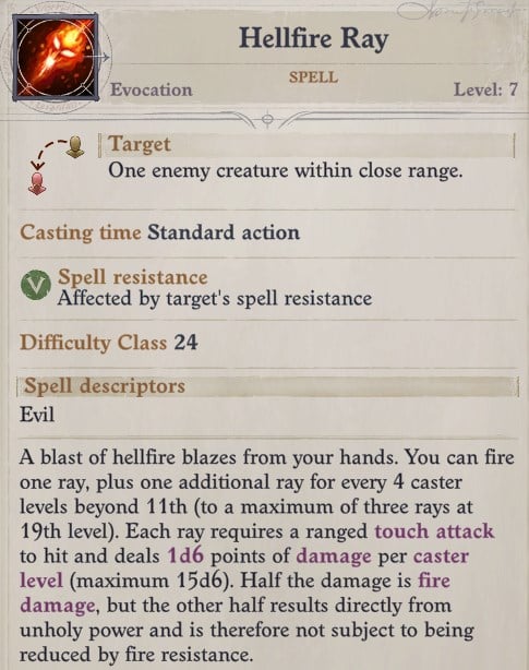Hellfire Ray Spell Ember Build Guide Pathfinder WotR