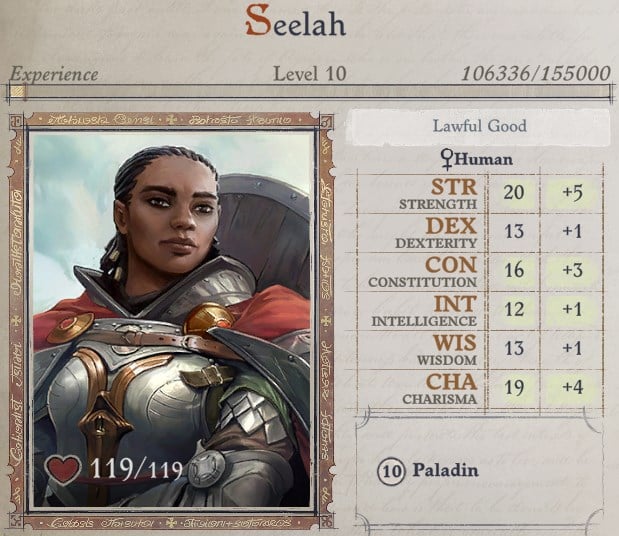 Seelah Attributes Pathfinder WotR