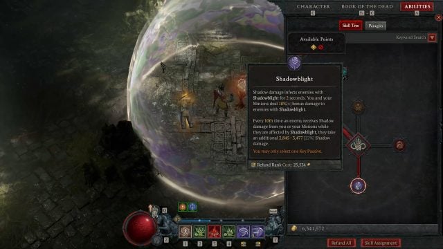 Shadowblight Key Passive for the Grim Reaper Diablo 4 Necromancer Build
