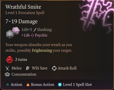 Wrathful Smite Spell