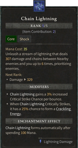 Diablo 4 Sorceress Build - Chain Lightning Core Skill